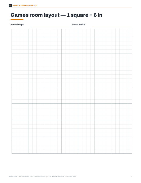 Preview of Printable Pool Table Size Layout Grid